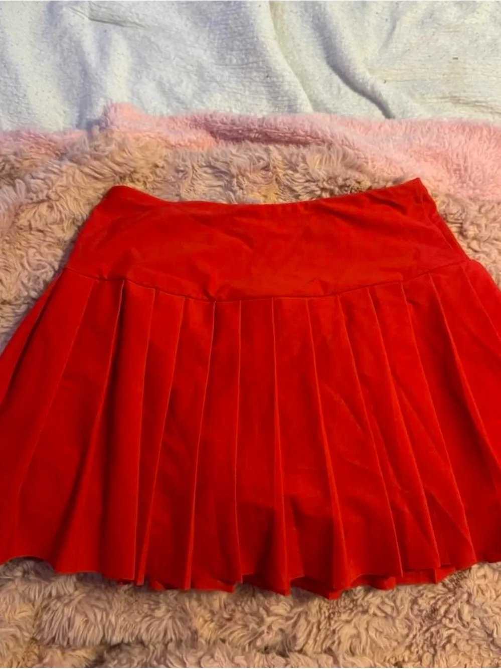 Women’s Red Pleated Skater Skirt